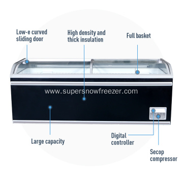 supermarket commercial deep freezer display frozen food